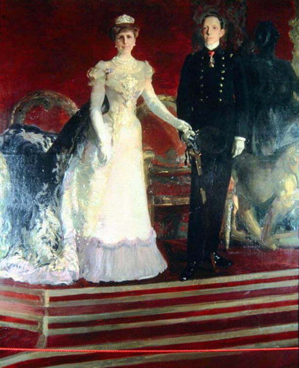 King Alfonso XIII of Spain and his Mother Queen Maria Christina